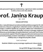 Zmarła Prof. Janina Kraupe-Świderska
