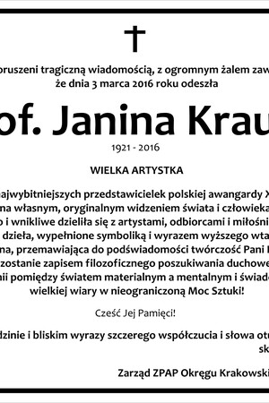 Zmarła Prof. Janina Kraupe-Świderska